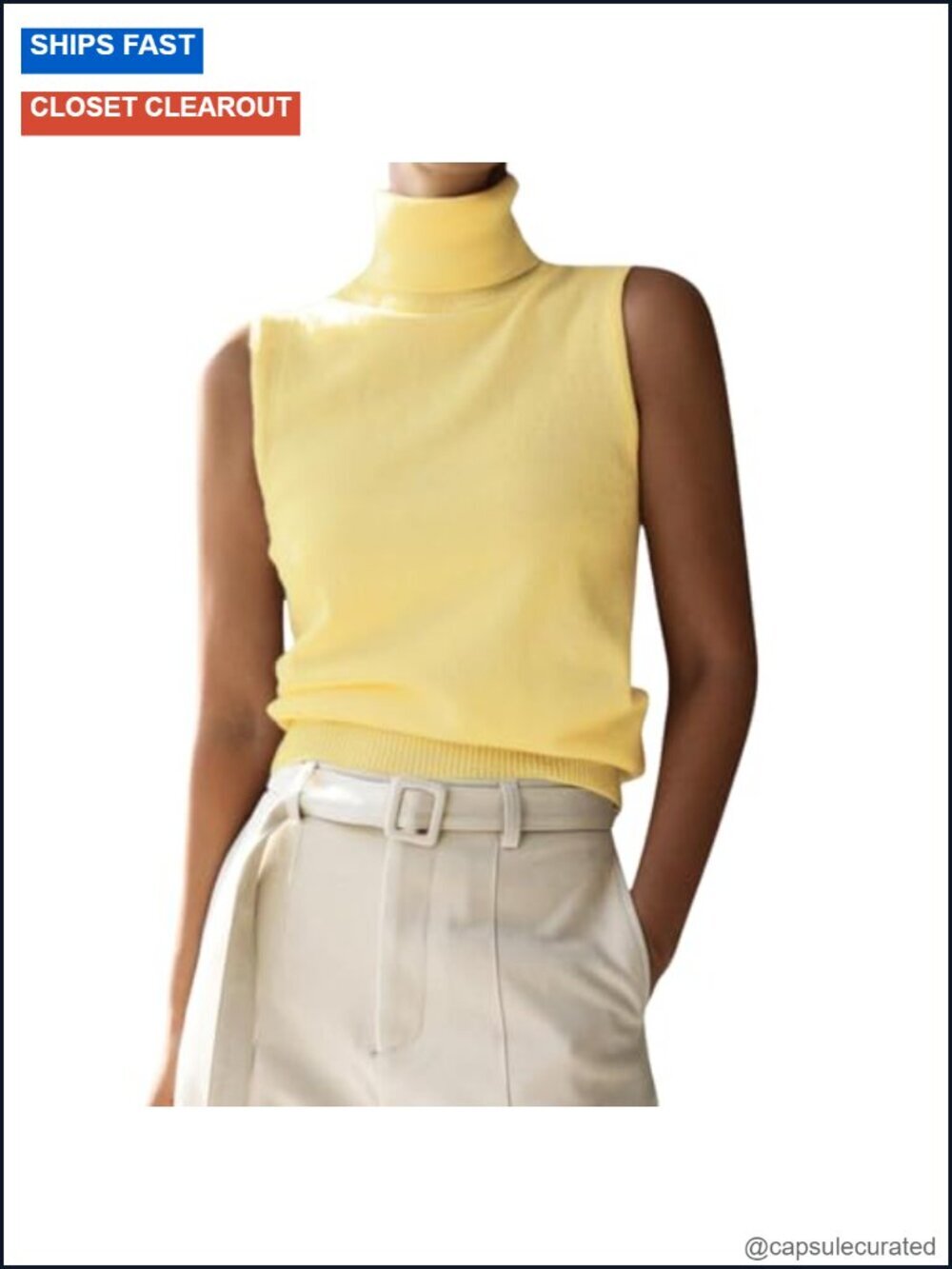 Elegant Turtleneck Sweater Vest Fall Trendy Sleeveless High Neck Knit Pullover